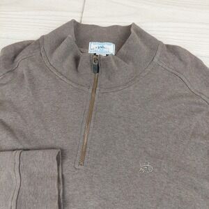 Southern Tide Quarter Zip Pullover Mens XL Brown Cotton Skipjack Logo Mock Neck